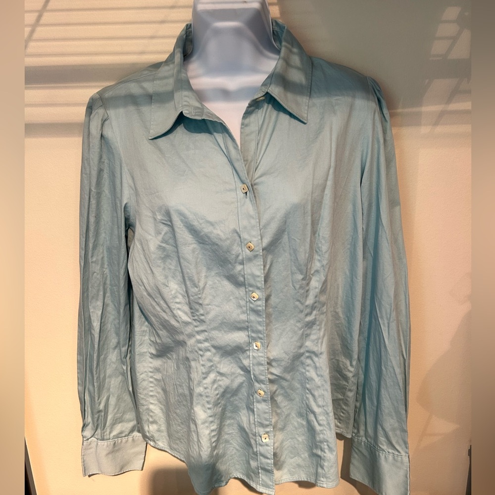 Banana Republic Blue Fitted Stretch Women’s Shirt Size Large